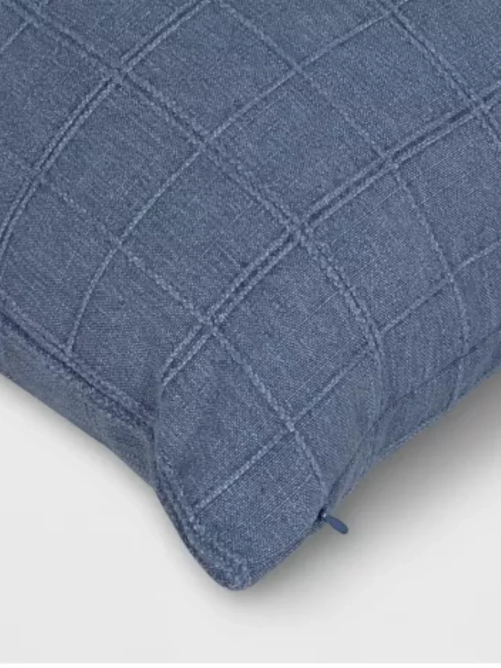 NWT Threshold Oversized Woven Washed Windowpane Square Throw Pillow Blue